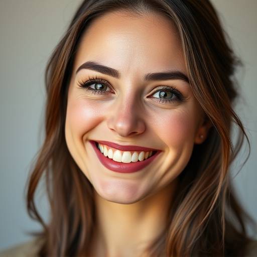 A beautifully lit portrait of a woman smiling in a studio