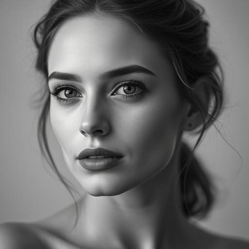 Black and white portrait of a woman with soft lighting