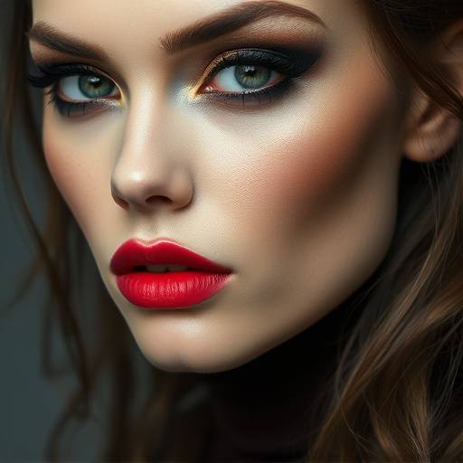 Close-up fashion shot of a model with dramatic makeup