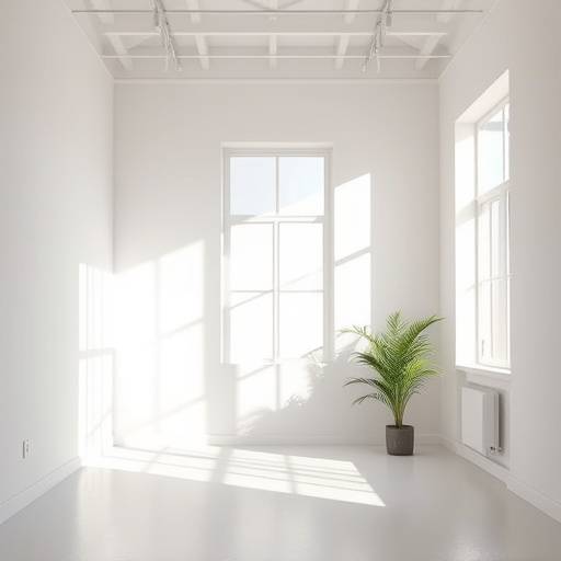 Interior of the Natural Light Studio with abundant sunlight and minimalist design.